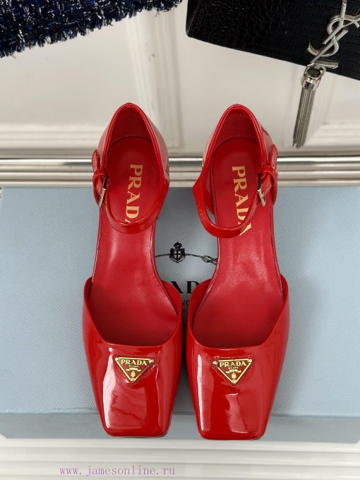 PRADA/PRADA Classic Triangle LogoRough heeled Mary Jane shoe seriesMinimalist and ultimate t2ik4gmk0 - Image 5