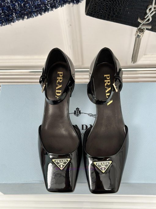 PRADA/PRADA Classic Triangle LogoRough heeled Mary Jane shoe seriesMinimalist and ultimate tz64fwqcj - Image 5