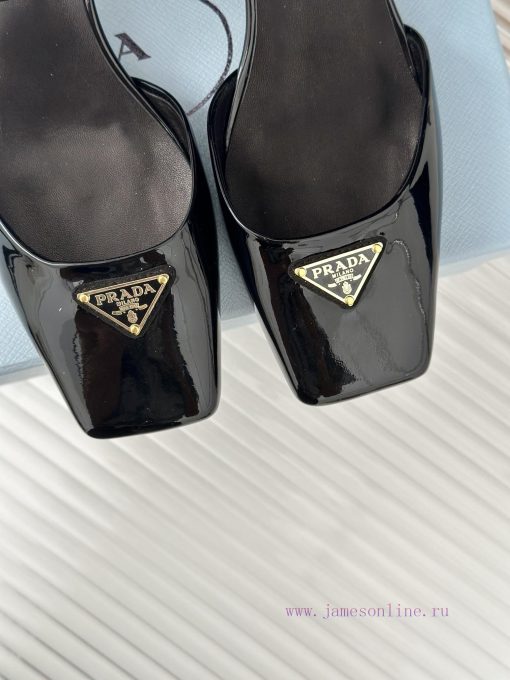 PRADA/PRADA Classic Triangle LogoRough heeled Mary Jane shoe seriesMinimalist and ultimate tz64fwqcj - Image 8