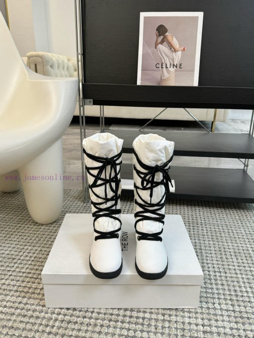 THE ROW24ss Autumn/Winter New Technology Cloth Ski Boots Snow Boots Strap Flat Casual Middlek3ta687b