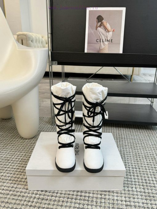 THE ROW24ss Autumn/Winter New Technology Cloth Ski Boots Snow Boots Strap Flat Casual Middlek3ta687b - Image 2