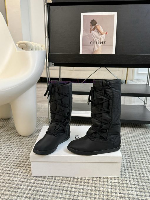 THE ROW24ss Autumn/Winter New Technology Cloth Ski Boots Snow Boots Strap Flat Casual Middle4zqa8zqc - Image 4