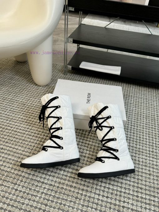 THE ROW24ss Autumn/Winter New Technology Cloth Ski Boots Snow Boots Strap Flat Casual Middlek3ta687b - Image 6