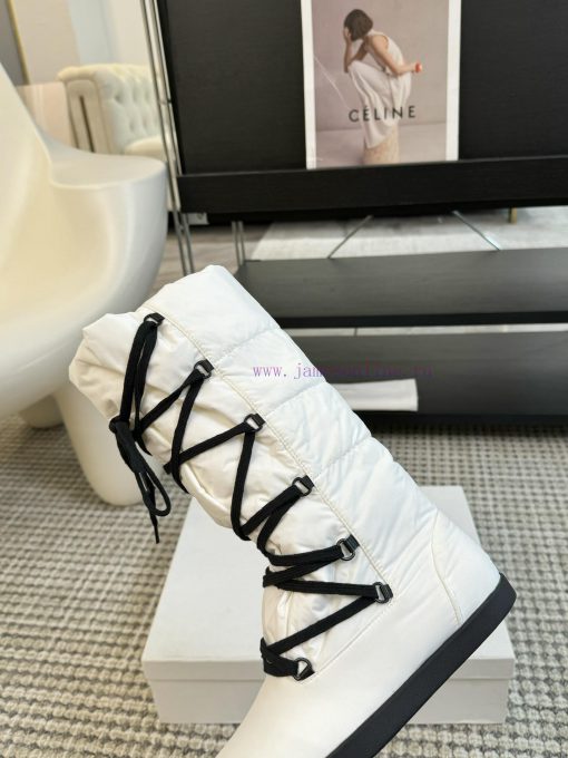 THE ROW24ss Autumn/Winter New Technology Cloth Ski Boots Snow Boots Strap Flat Casual Middlek3ta687b - Image 7