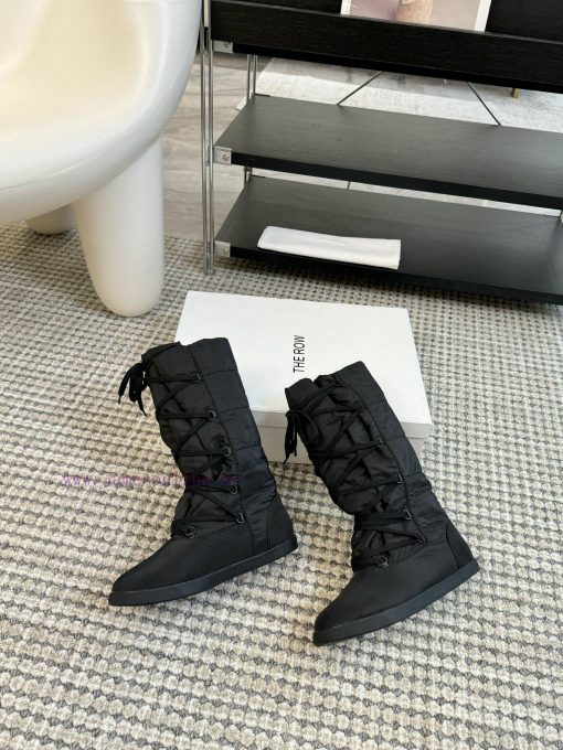 THE ROW24ss Autumn/Winter New Technology Cloth Ski Boots Snow Boots Strap Flat Casual Middle4zqa8zqc - Image 6