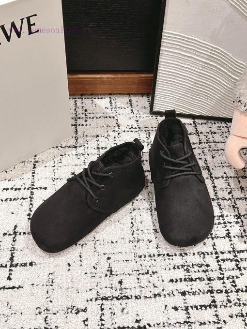 Top qualityLoewe ss24 new arrival～Luoyiwei autumn and winter new lace up wool snow bootsThe xnh44164 - Image 4