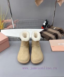 MiuMiu 2024 Autumn/Winter Fashion Style Strapped Wool Short Boots Snow Boots Fury ShoesFrequ3enwsqta