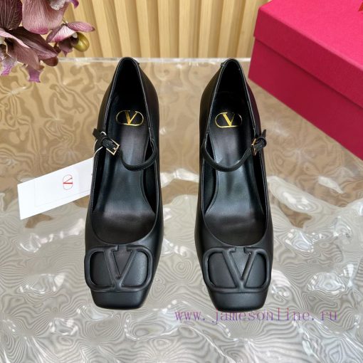 -- New Warren——————2024 Top Quality Valentino Coarse Heel Mary Jane Single Shoes with Exquisqesmu1ec - Image 6