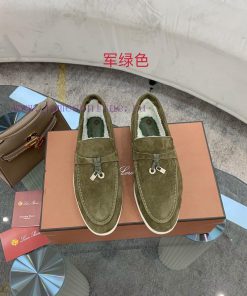 Loro Piana lambhair loafers, Italy's top cashmere retro elegant low-key luxury fashion, prac16m762ih