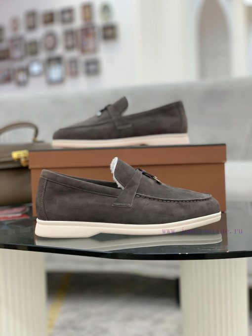 Loro Piana lambhair loafers, Italy's top cashmere retro elegant low-key luxury fashion, pracrpauc1t6 - Image 4