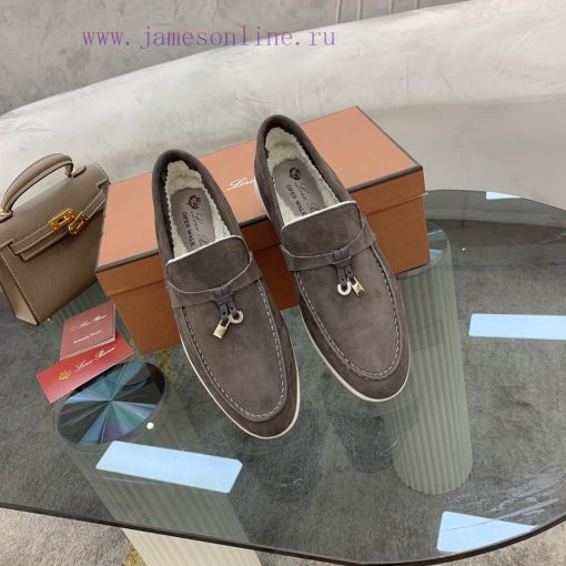 Loro Piana lambhair loafers, Italy's top cashmere retro elegant low-key luxury fashion, pracrpauc1t6 - Image 5