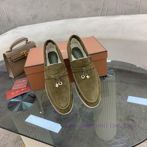 Loro Piana lambhair loafers, Italy's top cashmere retro elegant low-key luxury fashion, prac16m762ih - Image 5