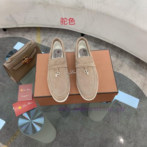 Loro Piana lambhair loafers, Italy's top cashmere retro elegant low-key luxury fashion, prac8khz7cnl