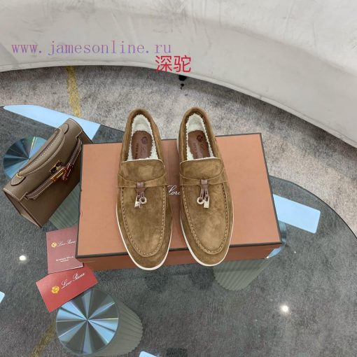 Loro Piana lambhair loafers, Italy's top cashmere retro elegant low-key luxury fashion, pracczuzcgou
