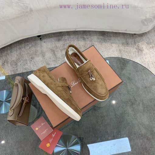 Loro Piana lambhair loafers, Italy's top cashmere retro elegant low-key luxury fashion, pracczuzcgou - Image 3