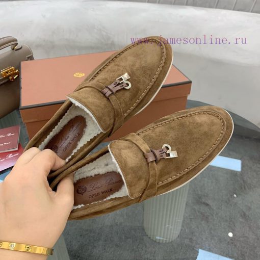 Loro Piana lambhair loafers, Italy's top cashmere retro elegant low-key luxury fashion, pracczuzcgou - Image 8