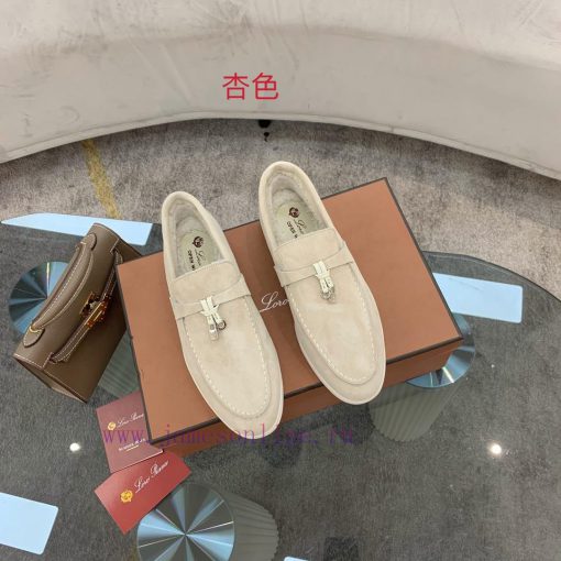 Loro Piana lambhair loafers, Italy's top cashmere retro elegant low-key luxury fashion, pracnna3apmw
