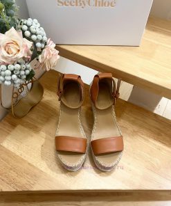 Commercial name See by Chloe Glyn wedge grass woven shoesOpen toed single toe loop buckle anumuq5joi