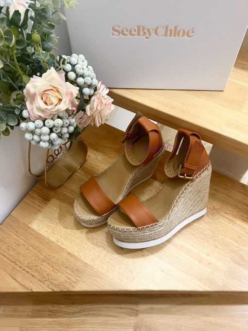 Commercial name See by Chloe Glyn wedge grass woven shoesOpen toed single toe loop buckle anumuq5joi - Image 3