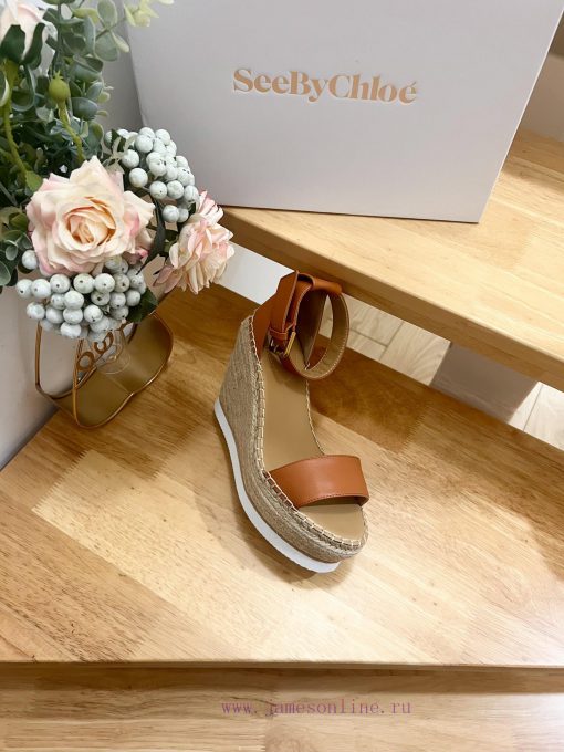 Commercial name See by Chloe Glyn wedge grass woven shoesOpen toed single toe loop buckle anumuq5joi - Image 4