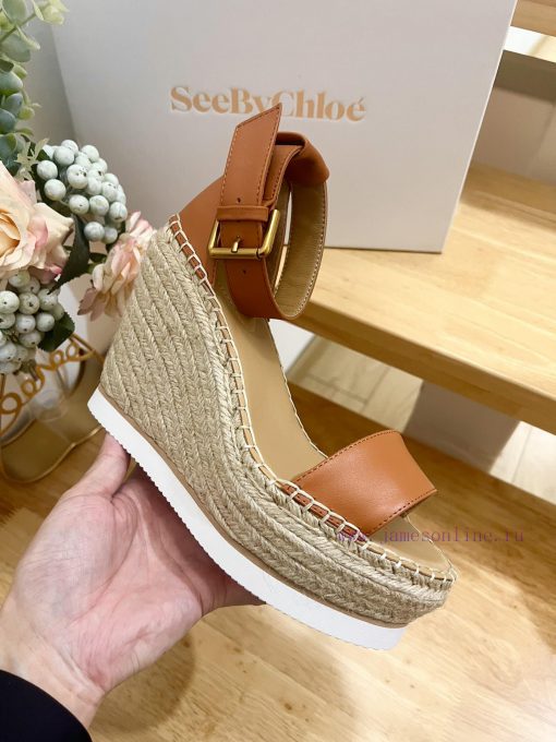 Commercial name See by Chloe Glyn wedge grass woven shoesOpen toed single toe loop buckle anumuq5joi - Image 5