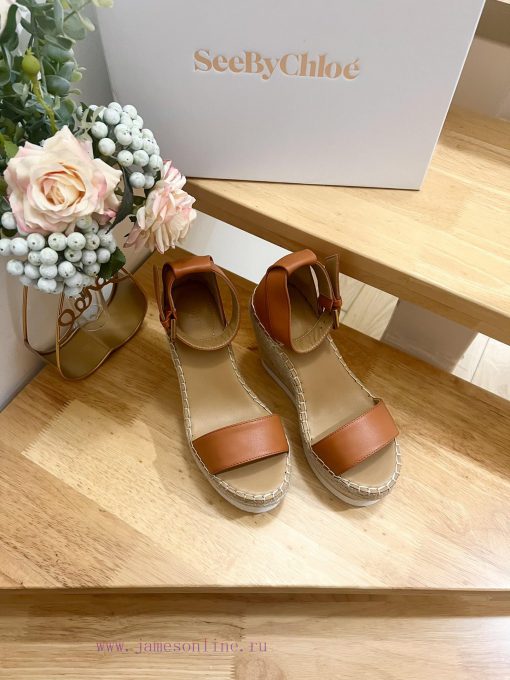 Commercial name See by Chloe Glyn wedge grass woven shoesOpen toed single toe loop buckle anumuq5joi - Image 6