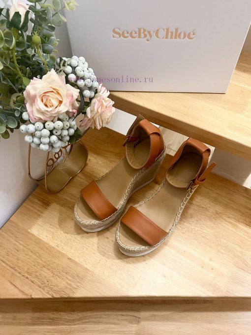 Commercial name See by Chloe Glyn wedge grass woven shoesOpen toed single toe loop buckle anumuq5joi - Image 7