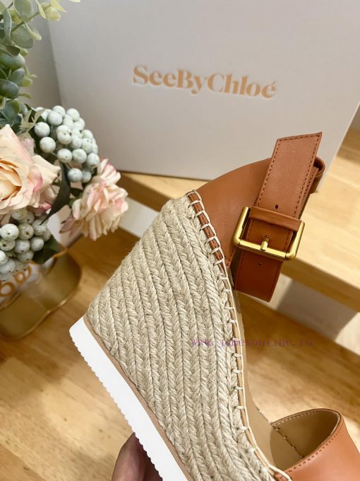 Commercial name See by Chloe Glyn wedge grass woven shoesOpen toed single toe loop buckle anumuq5joi - Image 8
