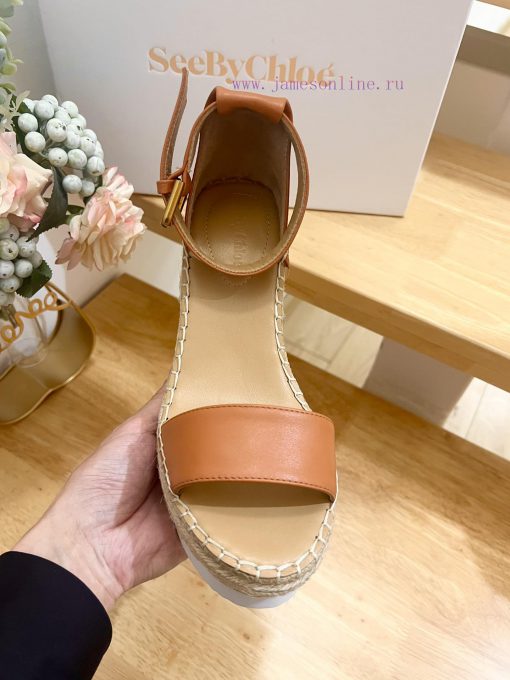 Commercial name See by Chloe Glyn wedge grass woven shoesOpen toed single toe loop buckle anumuq5joi - Image 9