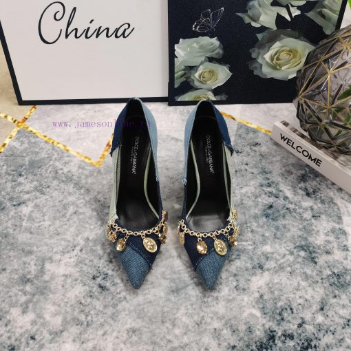 DG Top2024 official website synchronizes new chain decorated denim high heelsPerfect attentihw6q5mmq - Image 3