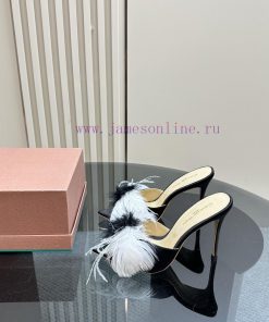 Gianvito Ross new pointed feather cool mopFeather on the shoe upper, made of real silkInner 065fg1th