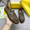 Latest FENDI loafers, made of military green lychee patterned cowhide fabric, with two layerhty40bvj