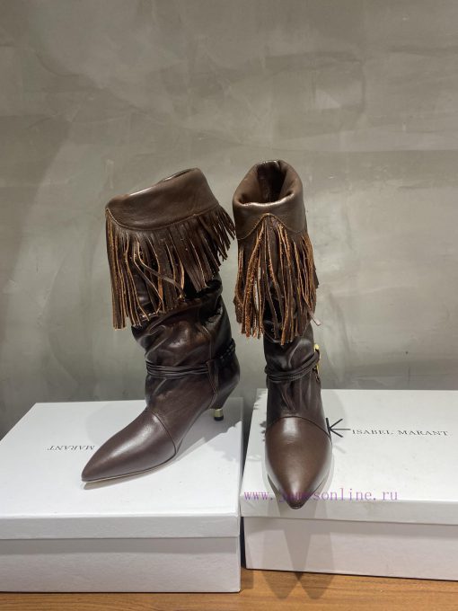 ISABEL MARANT Autumn/Winter Retro Pointed Heterosexual Heel Boots Short BootsWestern style biq9lop3z - Image 2