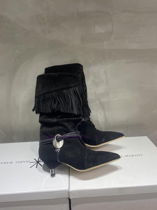 ISABEL MARANT Autumn/Winter Retro Pointed Heterosexual Heel Boots Short BootsWestern style b442j4x7x - Image 5