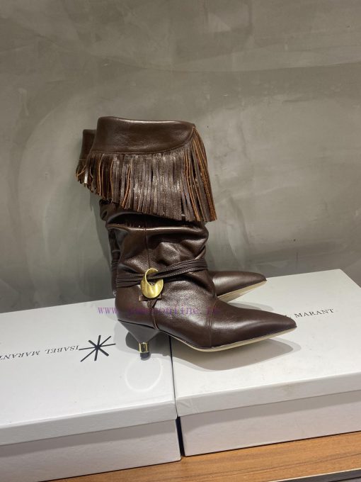 ISABEL MARANT Autumn/Winter Retro Pointed Heterosexual Heel Boots Short BootsWestern style biq9lop3z - Image 4