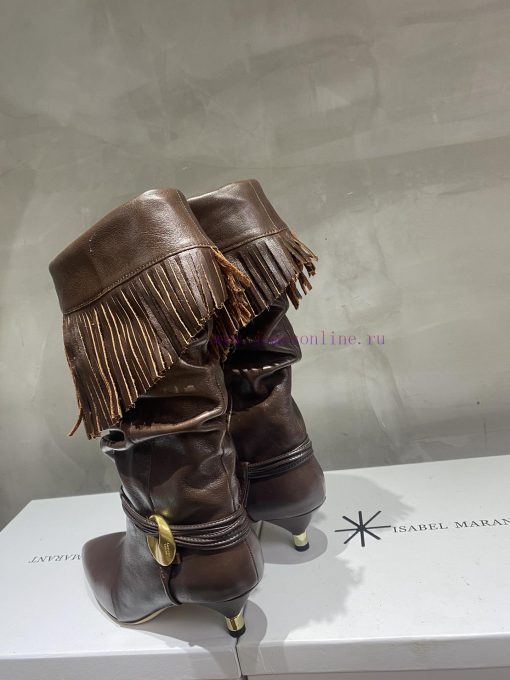 ISABEL MARANT Autumn/Winter Retro Pointed Heterosexual Heel Boots Short BootsWestern style biq9lop3z - Image 5