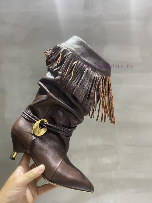 ISABEL MARANT Autumn/Winter Retro Pointed Heterosexual Heel Boots Short BootsWestern style biq9lop3z - Image 9