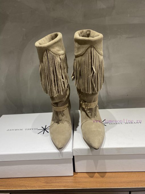 ISABEL MARANT Autumn/Winter Retro Pointed Heterosexual Heel Boots Short BootsWestern style budcrafz8