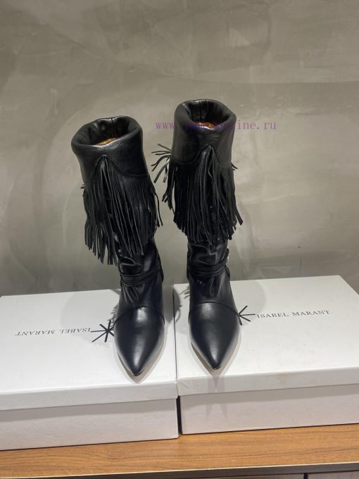 ISABEL MARANT Autumn/Winter Retro Pointed Heterosexual Heel Boots Short BootsWestern style b0l2m1sg7