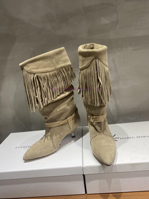 ISABEL MARANT Autumn/Winter Retro Pointed Heterosexual Heel Boots Short BootsWestern style budcrafz8 - Image 3