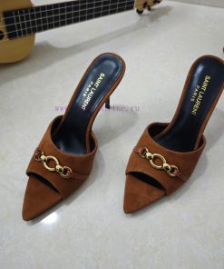 Saint Laurent fine heeled YSL sandals in early spring 2025 synchronized YSL decoration classytwxtass