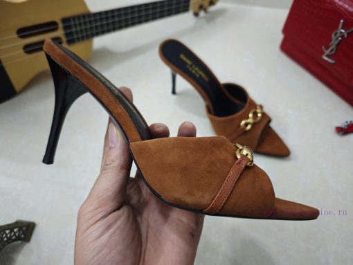 Saint Laurent fine heeled YSL sandals in early spring 2025 synchronized YSL decoration classytwxtass - Image 3