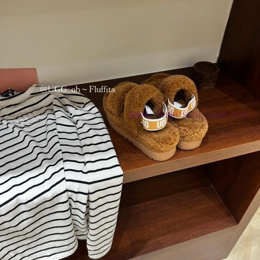 UGG plush slippers 𝐅𝐥𝐮𝐟𝐟𝐢𝐭𝐚 Teddy series thick soled elastic strap exposed toe plush shoes~Aoq6qq6q1 - Image 5