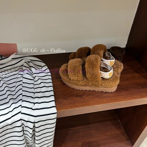 UGG plush slippers 𝐅𝐥𝐮𝐟𝐟𝐢𝐭𝐚 Teddy series thick soled elastic strap exposed toe plush shoes~Aoq6qq6q1 - Image 6