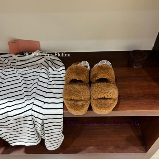 UGG plush slippers 𝐅𝐥𝐮𝐟𝐟𝐢𝐭𝐚 Teddy series thick soled elastic strap exposed toe plush shoes~Aoq6qq6q1 - Image 7