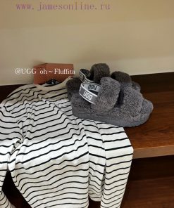 UGG plush slippers 𝐅𝐥𝐮𝐟𝐟𝐢𝐭𝐚 Teddy series thick soled elastic strap exposed toe plush shoes~A20qz7g13