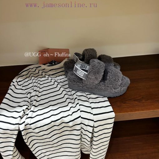 UGG plush slippers 𝐅𝐥𝐮𝐟𝐟𝐢𝐭𝐚 Teddy series thick soled elastic strap exposed toe plush shoes~A20qz7g13