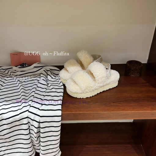 UGG plush slippers 𝐅𝐥𝐮𝐟𝐟𝐢𝐭𝐚 Teddy series thick soled elastic strap exposed toe plush shoes~Ajxk1ctj3 - Image 6