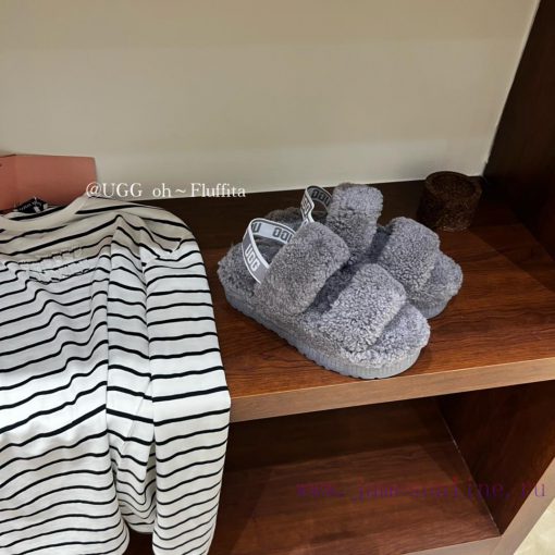 UGG plush slippers 𝐅𝐥𝐮𝐟𝐟𝐢𝐭𝐚 Teddy series thick soled elastic strap exposed toe plush shoes~A20qz7g13 - Image 4