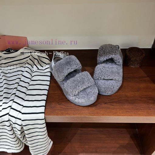 UGG plush slippers 𝐅𝐥𝐮𝐟𝐟𝐢𝐭𝐚 Teddy series thick soled elastic strap exposed toe plush shoes~A20qz7g13 - Image 6